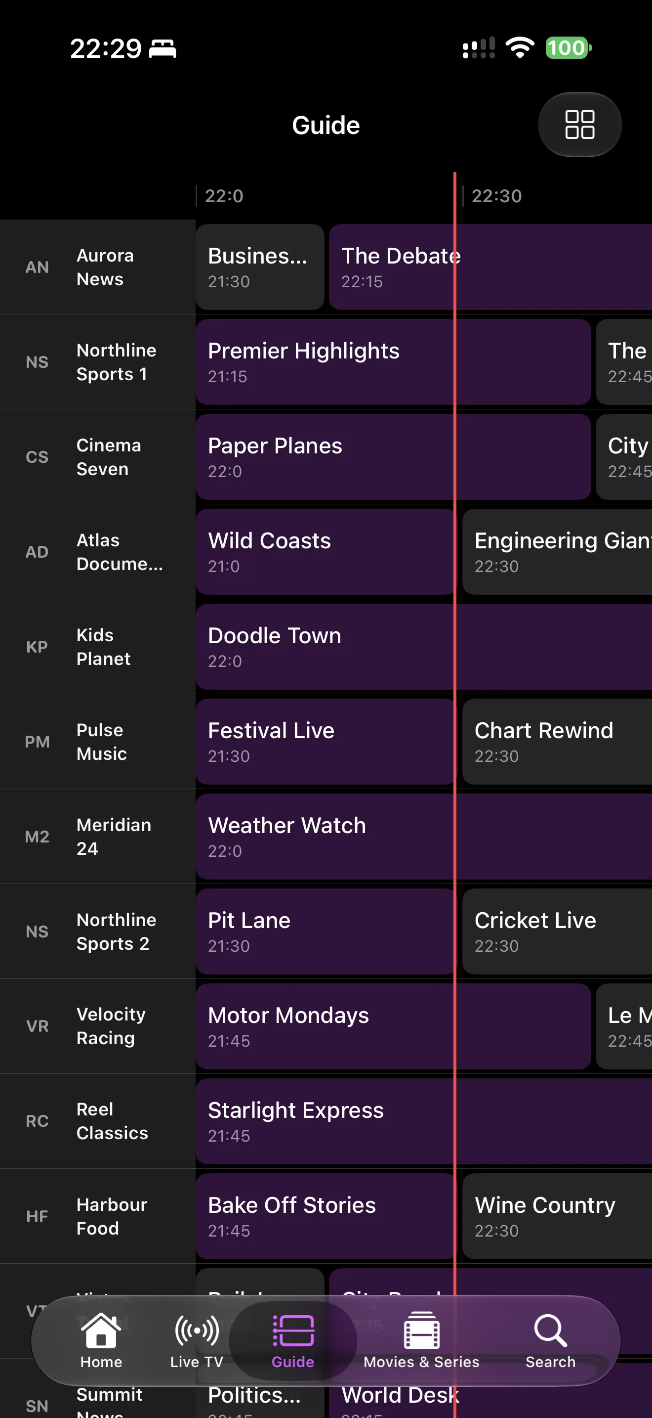 TV guide on iPhone